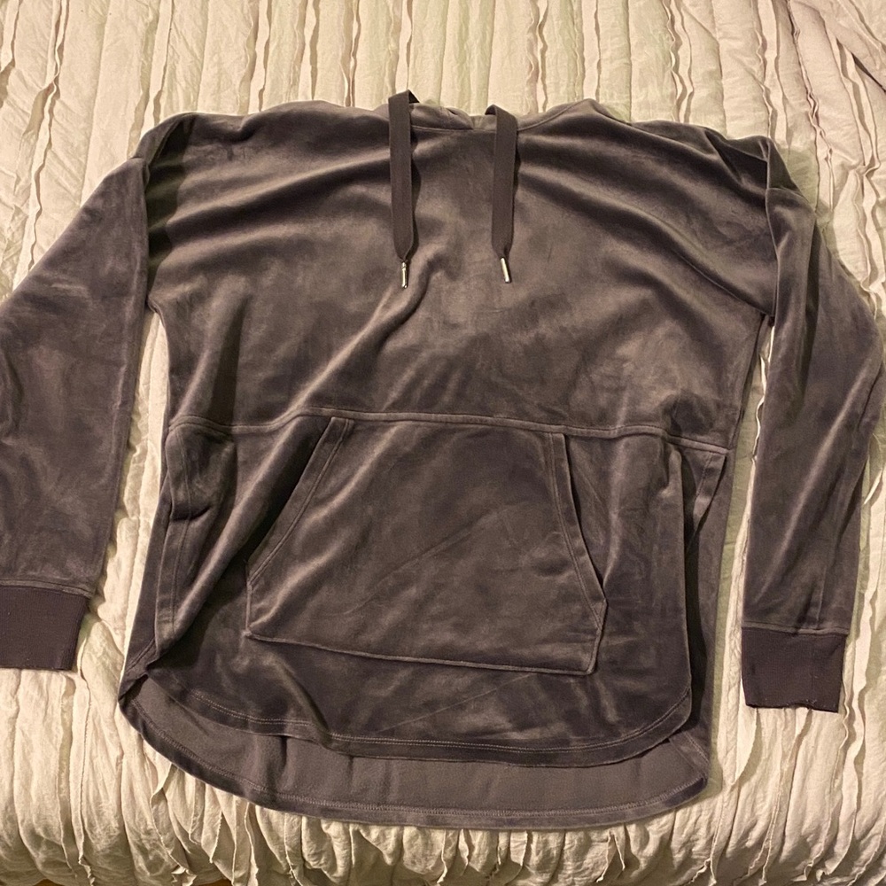 Alfani Gray Velour Hoodie Jumpsuit set